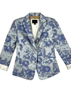 Banana Republic Womens XS Blue Floral Blazer Button-Up Jacket